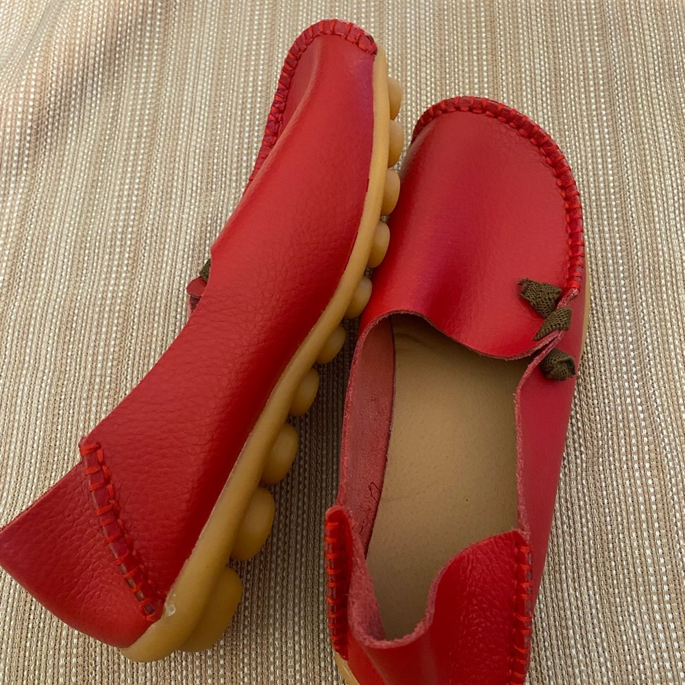 Kids Red Slip-On Moccasin Loafers